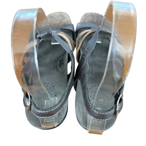 SAS Allegro Lusso Women Metallic Chunky Heel Sandals Strappy Leather Shoes 7.5 N - Picture 10 of 16